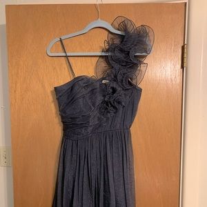 One Shoulder Organza Ruffle Dress